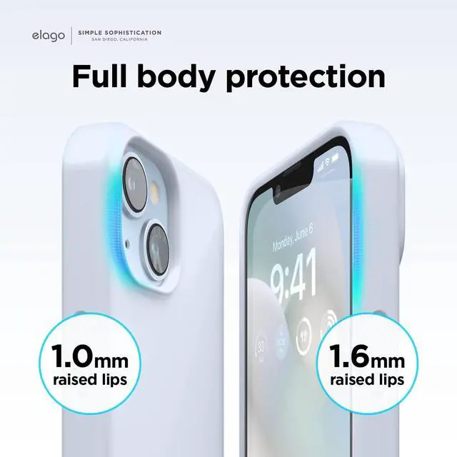Alt view image 4 of 7 - Compatible with iPhone 14 Case, Liquid Silicone Case, Full Body Protective Cover, Shockproof, Slim Design, Anti-Scratch Soft Microfiber Lining, 6.1 inch (Light Blue)