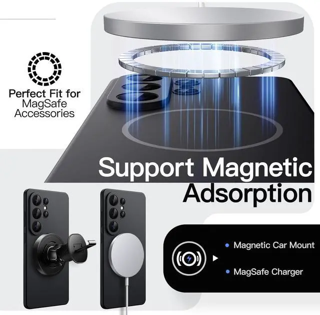 Alt view image 4 of 7 - Magnetic Slim Case for Samsung Galaxy S26 Ultra, Compatible with MagSafe, Anti-Slip Grip & Full Camera Lens Protection, Ultra-Thin Lightweight Matte Finish Phone Cover (Black)