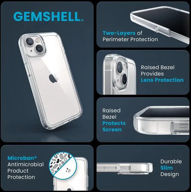 Alt view image 3 of 7 - Clear iPhone 14 & iPhone 13 Case - Drop Protection, Scratch Resistant & Anti-Yellowing Dual Layer Case for iPhone 14 & iPhone 13 Case for 6.1 inch Model - GemShell