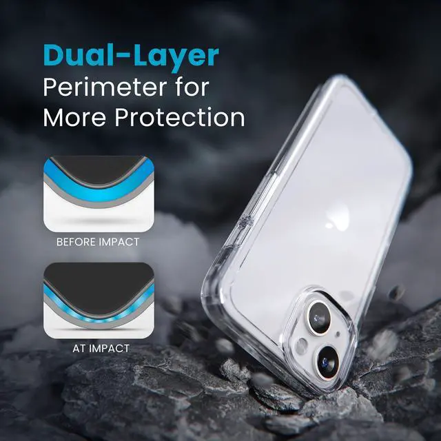 Alt view image 5 of 7 - Clear iPhone 14 & iPhone 13 Case - Drop Protection, Scratch Resistant & Anti-Yellowing Dual Layer Case for iPhone 14 & iPhone 13 Case for 6.1 inch Model - GemShell