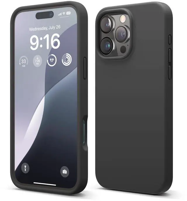 Main image of Compatible with iPhone 16 Pro Max Case, Premium Liquid Silicone Case, Full Body Protective Cover, Shockproof, Slim Phone, Anti-Scratch Soft Microfiber Lining, 6.9 inch (Black)
