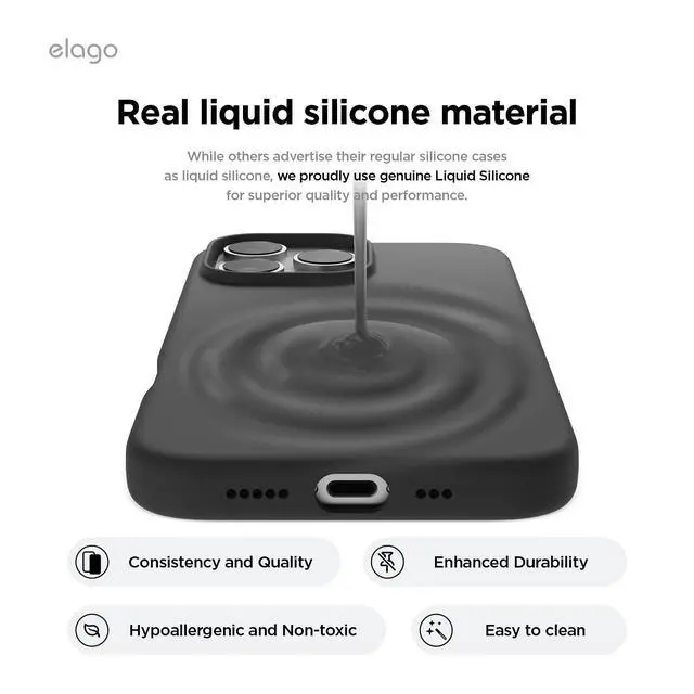 Alt view image 3 of 7 - Compatible with iPhone 16 Pro Max Case, Premium Liquid Silicone Case, Full Body Protective Cover, Shockproof, Slim Phone, Anti-Scratch Soft Microfiber Lining, 6.9 inch (Black)