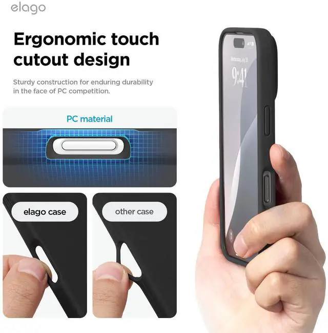 Alt view image 7 of 7 - Compatible with iPhone 16 Pro Max Case, Premium Liquid Silicone Case, Full Body Protective Cover, Shockproof, Slim Phone, Anti-Scratch Soft Microfiber Lining, 6.9 inch (Black)