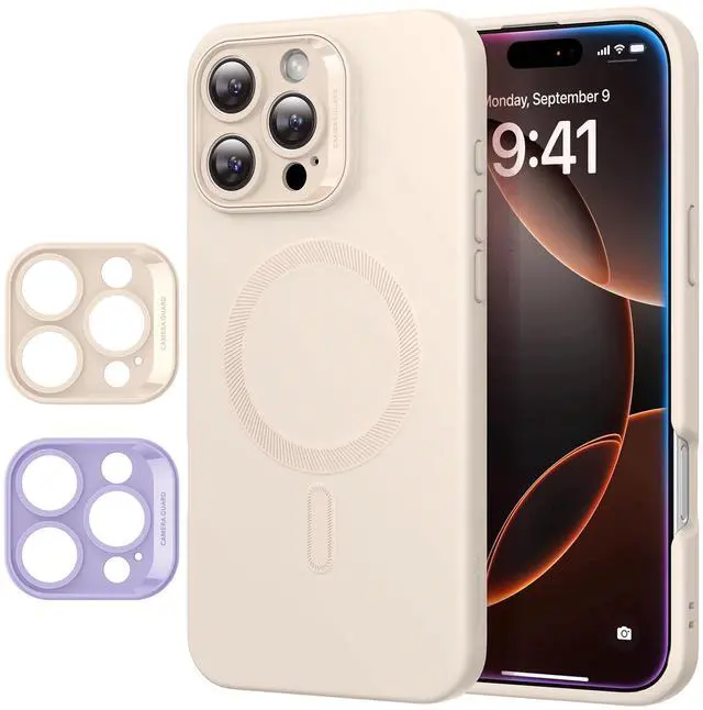 Main image of for iPhone16 Pro Case with MagSafe, Supports Magnetic Charging, Smooth & Slim Silicone Case, Shockproof, Full Screen and Camera Protection, Soft Microfiber Lining,Light Tan