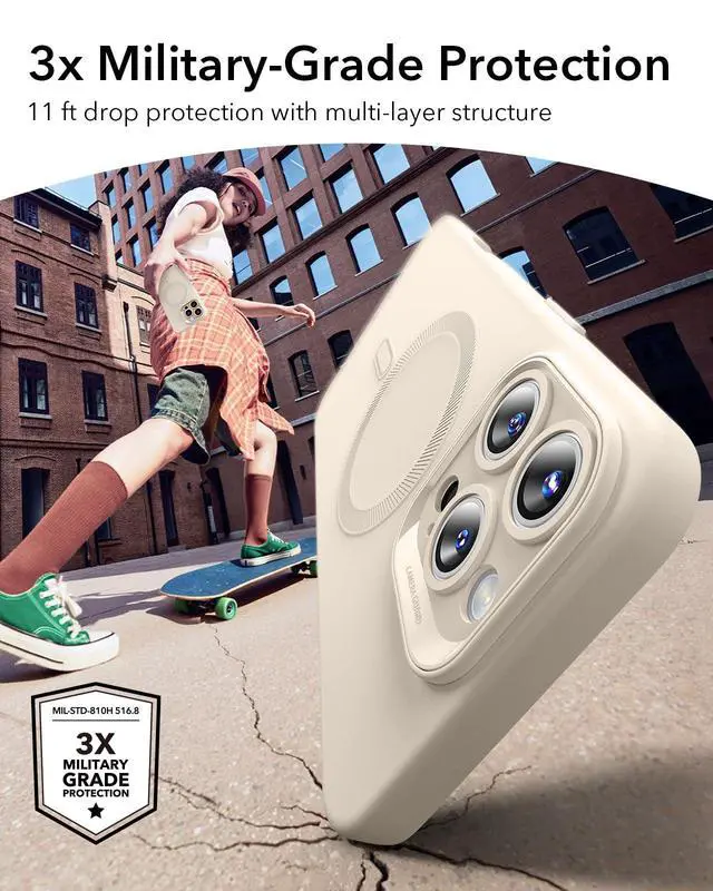 Alt view image 6 of 7 - for iPhone16 Pro Case with MagSafe, Supports Magnetic Charging, Smooth & Slim Silicone Case, Shockproof, Full Screen and Camera Protection, Soft Microfiber Lining,Light Tan
