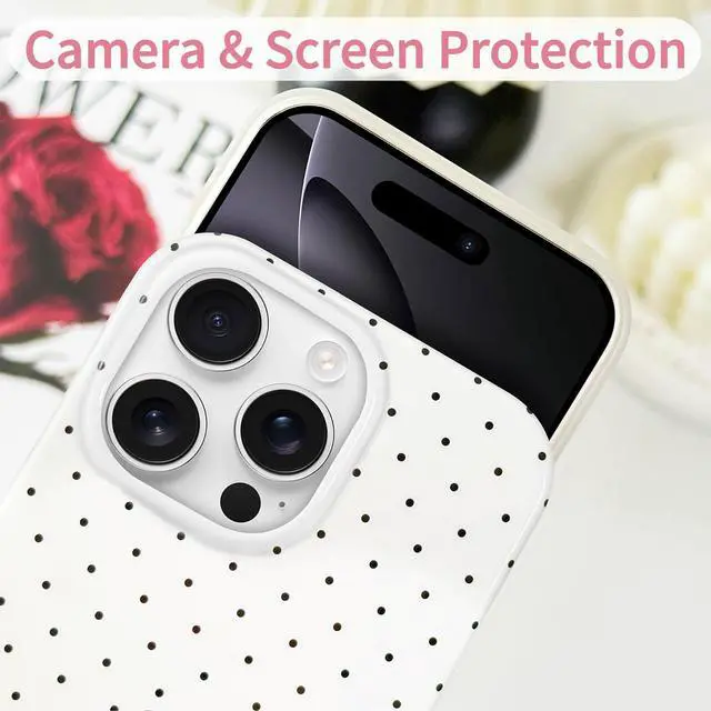 Alt view image 3 of 6 - for iPhone 16 Pro Case Cute Polka Dot Aesthetic Design Simple Cover 6.3", Thin Slim Anti-Scratch Soft TPU Bumper Shockproof Rubber Protective Phone Cases for Women Girls Girly Boys, White