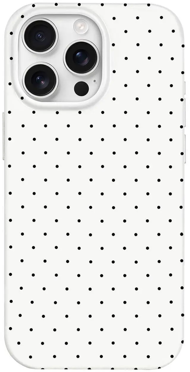 Main image of for iPhone 16 Pro Case Cute Polka Dot Aesthetic Design Simple Cover 6.3", Thin Slim Anti-Scratch Soft TPU Bumper Shockproof Rubber Protective Phone Cases for Women Girls Girly Boys, White