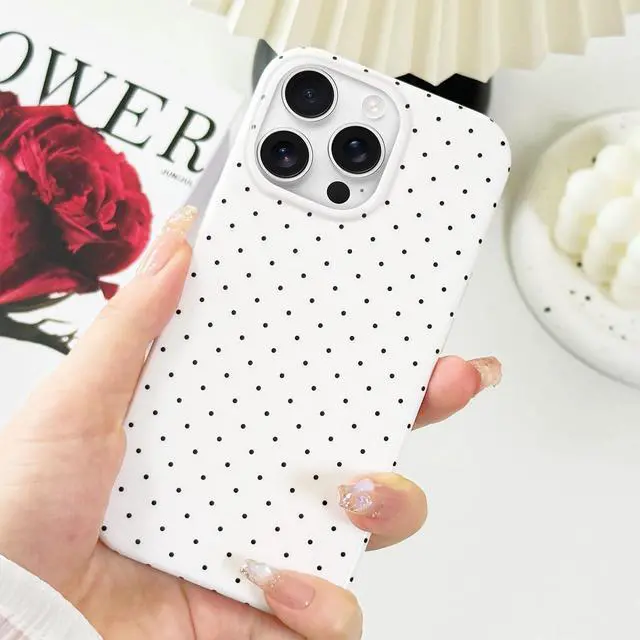 Alt view image 2 of 6 - for iPhone 16 Pro Case Cute Polka Dot Aesthetic Design Simple Cover 6.3", Thin Slim Anti-Scratch Soft TPU Bumper Shockproof Rubber Protective Phone Cases for Women Girls Girly Boys, White