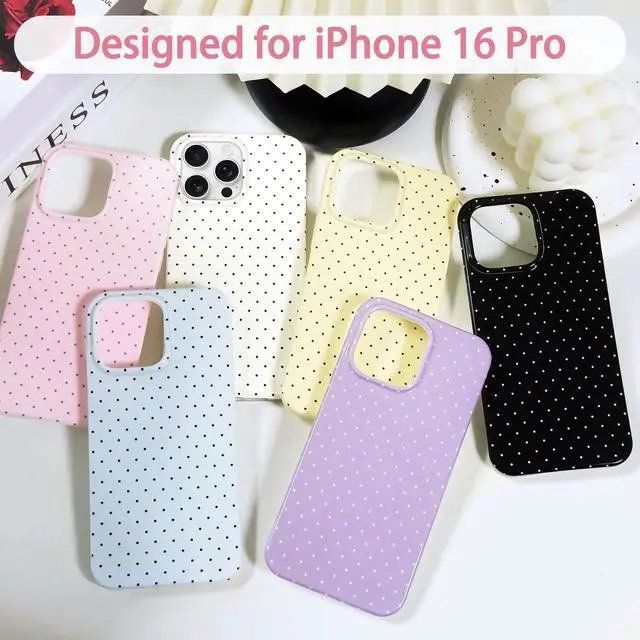 Alt view image 5 of 6 - for iPhone 16 Pro Case Cute Polka Dot Aesthetic Design Simple Cover 6.3", Thin Slim Anti-Scratch Soft TPU Bumper Shockproof Rubber Protective Phone Cases for Women Girls Girly Boys, White