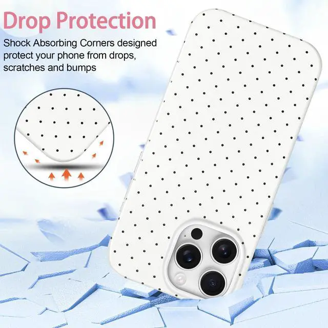 Alt view image 4 of 6 - for iPhone 16 Pro Case Cute Polka Dot Aesthetic Design Simple Cover 6.3", Thin Slim Anti-Scratch Soft TPU Bumper Shockproof Rubber Protective Phone Cases for Women Girls Girly Boys, White