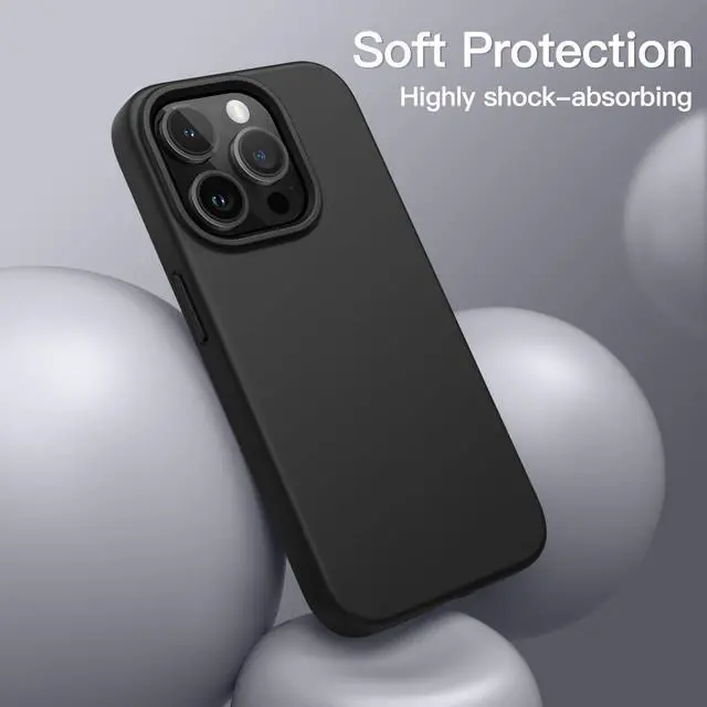 Alt view image 4 of 6 - Silicone Case for iPhone 14 Pro 6.1-Inch, Silky-Soft Touch Full-Body Protective Phone Case, Shockproof Cover with Microfiber Lining (Black)
