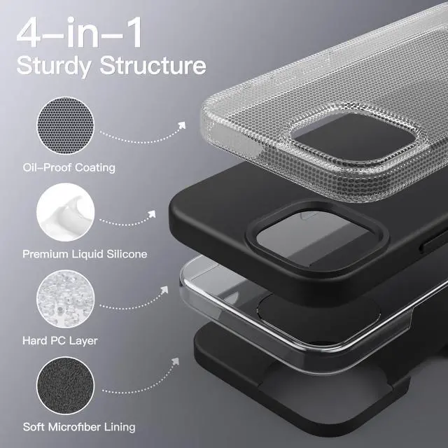 Alt view image 3 of 6 - Silicone Case for iPhone 14 Pro 6.1-Inch, Silky-Soft Touch Full-Body Protective Phone Case, Shockproof Cover with Microfiber Lining (Black)
