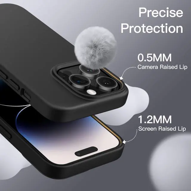 Alt view image 5 of 6 - Silicone Case for iPhone 14 Pro 6.1-Inch, Silky-Soft Touch Full-Body Protective Phone Case, Shockproof Cover with Microfiber Lining (Black)