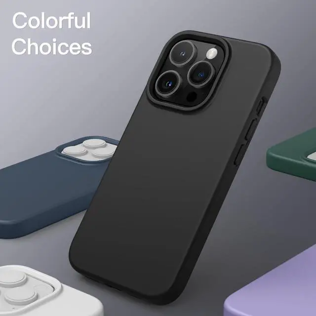 Alt view image 6 of 6 - Silicone Case for iPhone 14 Pro 6.1-Inch, Silky-Soft Touch Full-Body Protective Phone Case, Shockproof Cover with Microfiber Lining (Black)