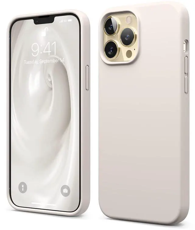 Main image of Compatible with iPhone 13 Pro Max Case, Liquid Silicone Case, Full Body Screen Camera Protective Cover, Shockproof, Slim Phone, Anti-Scratch Soft Microfiber Lining, 6.7 inch (Stone)