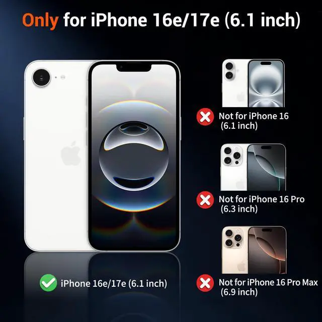 Alt view image 2 of 7 - Magnetic for iPhone 17e Case/iPhone 16e Case, Compatible with MagSafe, Full Camera Protection with Screen Protector, Silicone Shockproof Phone Cover with Soft Microfiber Lining,White