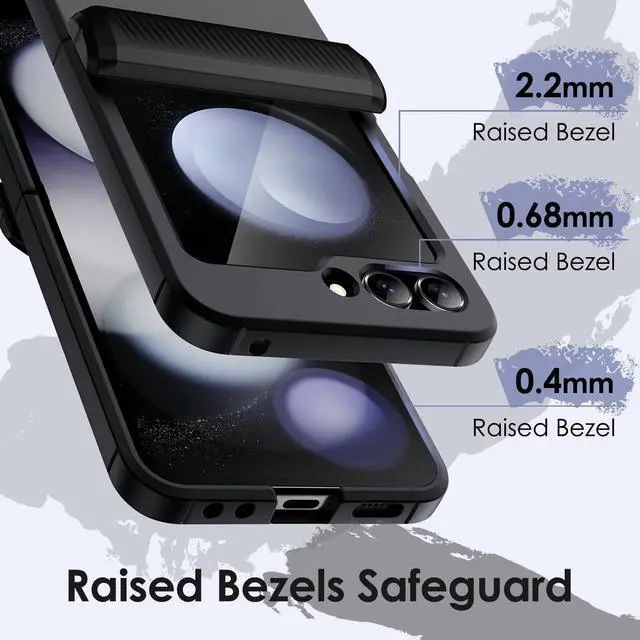 Alt view image 5 of 5 - Case for Samsung Galaxy Z Flip 5 2023 with Hinge Protection, Heavy Duty Rugged Protective Hard PC Phone Cover, Anti-Fingerprint Matte Finish (Black)