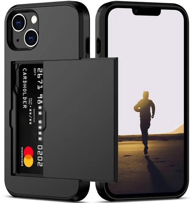Main image of for iPhone 13 Case with Card Holder Heavy Duty Protective Dual Layer Shockproof Hidden Card Slot Slim Wallet Case for iPhone 13 for Women&Men(Black)