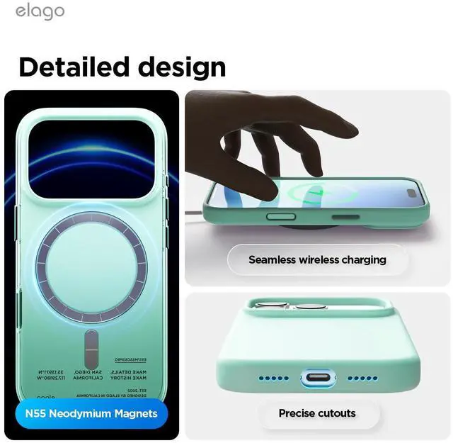 Alt view image 7 of 7 - for iPhone 17 Pro Case, Premium Magnetic Silicone Case, Compatible with MagSafe, Liquid Silicone Material, Protective Cover, Shockproof, Slim Phone, 6.3 inch (Aqua Sky)