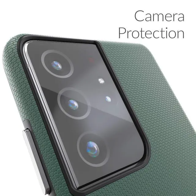 Alt view image 3 of 7 - for Galaxy S21 Ultra Case, Shockproof Protection Dual Layer Case for Samsung Galaxy S21 Ultra 5G (6.8 inch) - Forest Green