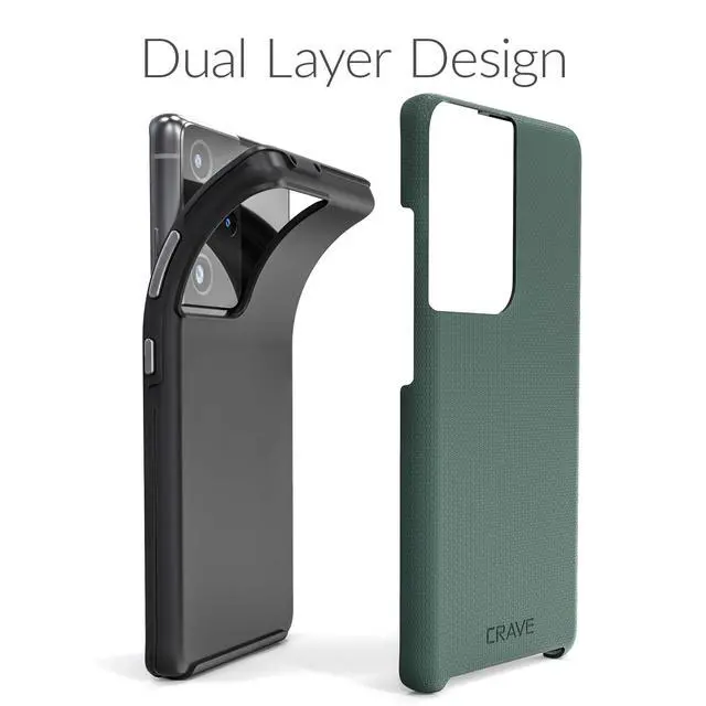 Alt view image 4 of 7 - for Galaxy S21 Ultra Case, Shockproof Protection Dual Layer Case for Samsung Galaxy S21 Ultra 5G (6.8 inch) - Forest Green