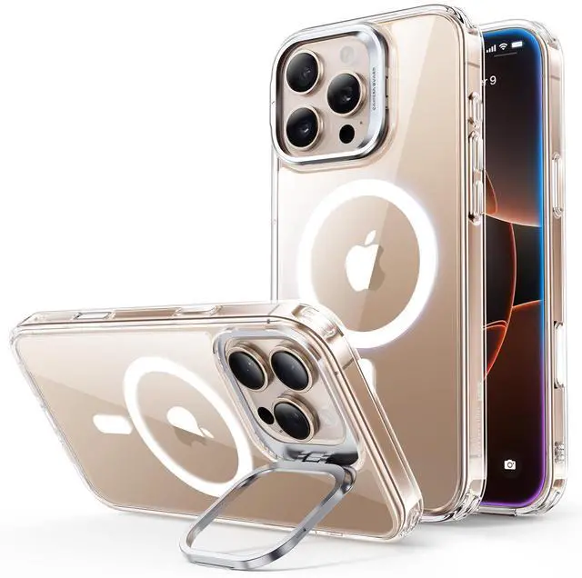 Main image of for iPhone 16 Pro Max Case, Compatible with MagSafe, Military-Grade Protective, Built-in Stash Stand Phone Case, Scratch-Resistant Back Cover, Clear