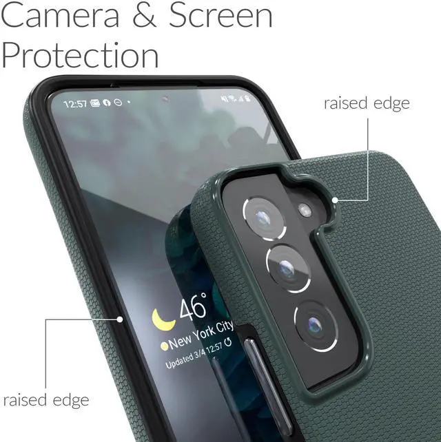 Alt view image 3 of 7 - for Samsung Galaxy S22 Case, Shockproof Protection Dual Layer Case for Samsung Galaxy S22 5G (6.1 inch) - Forest Green