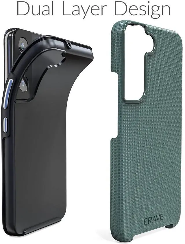 Alt view image 4 of 7 - for Samsung Galaxy S22 Case, Shockproof Protection Dual Layer Case for Samsung Galaxy S22 5G (6.1 inch) - Forest Green