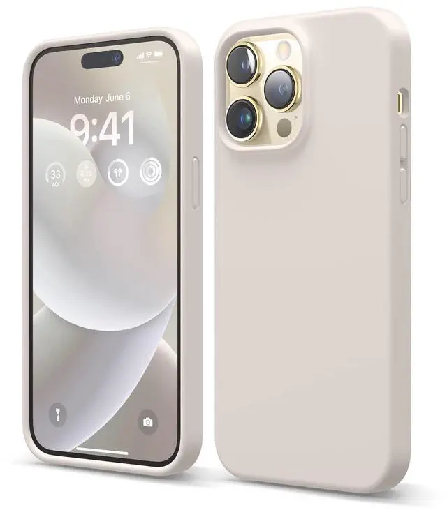 Main image of Compatible with iPhone 14 Pro Max Case, Liquid Silicone Case, Full Body Protective Cover, Shockproof, Slim Phone, Anti-Scratch Soft Microfiber Lining, 6.7 inch (Stone)