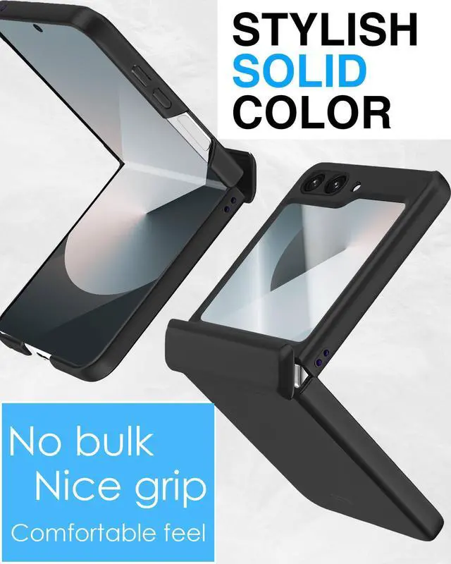 Alt view image 7 of 7 - for Samsung Galaxy Z Flip 6 Case, Hinge Protection, Built-in Screen Protector, Wireless Charging, Slim Rugged Phone Protective Case for Galaxy Z Flip 6 Black