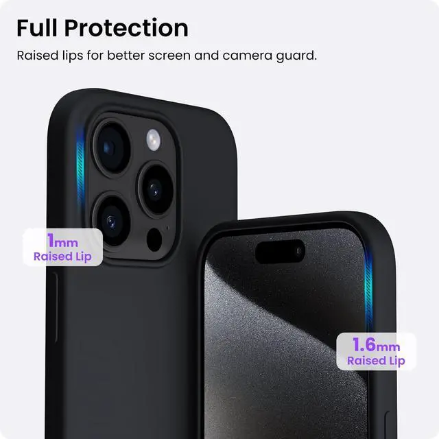 Alt view image 4 of 7 - Compatible with iPhone 15 Pro Max Case 6.7", Slim Liquid Silicone 3 Layers Soft Gel Rubber Shockproof Protective Phone Cover with Anti-Scratch Microfiber Lining-Black