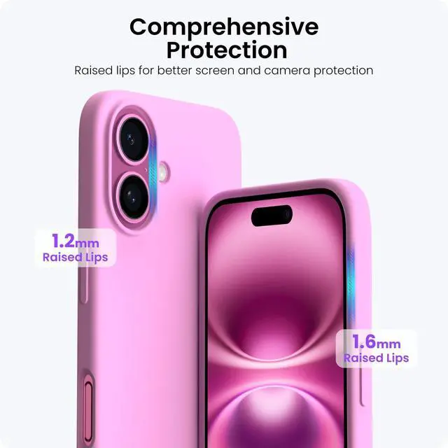 Alt view image 4 of 7 - Compatible with iPhone 16 Plus Case 6.7, Slim Liquid Silicone 3 Layers Full Covered Soft Gel Rubber Phone Case Protective Cover 6.7 Inch, Cherry Blossom