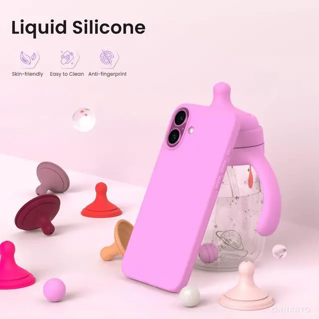 Alt view image 3 of 7 - Compatible with iPhone 16 Plus Case 6.7, Slim Liquid Silicone 3 Layers Full Covered Soft Gel Rubber Phone Case Protective Cover 6.7 Inch, Cherry Blossom