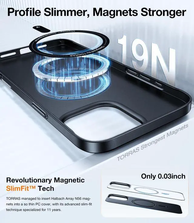 Alt view image 2 of 6 - Magnetic Slim Fit for iPhone 16 Pro Case, 6.3 inch, Ultra-Thin Case Compatible with MagSafe, Lightweight Matte Anti-Scratch Hard PC Cover Phone Case for iPhone 16 Pro OriginFit, Black