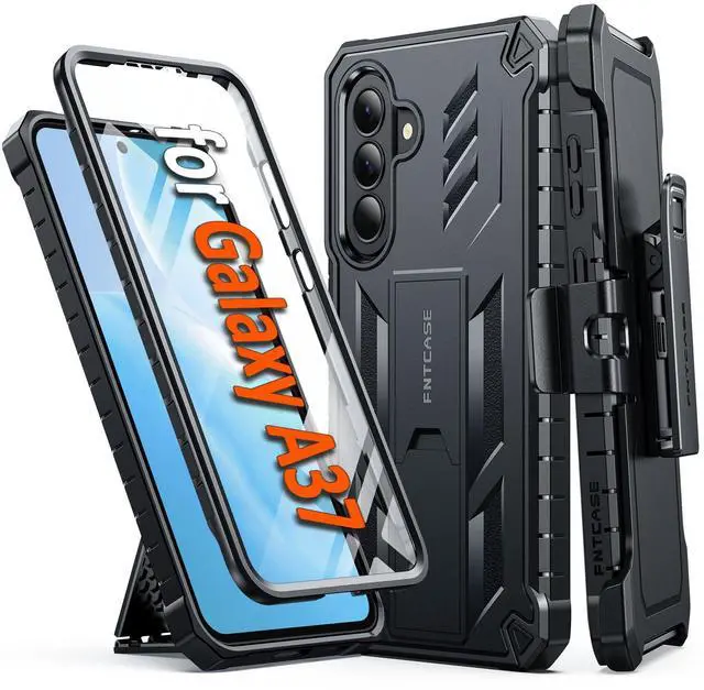 Main image of for Samsung Galaxy A37 Case: with Belt-Clip Holster | Built-in Screen Protector | Kickstand Military Grade Drop Proof Protection Heavy Duty Rugged Shockproof Protective Sturdy Phone Case Black