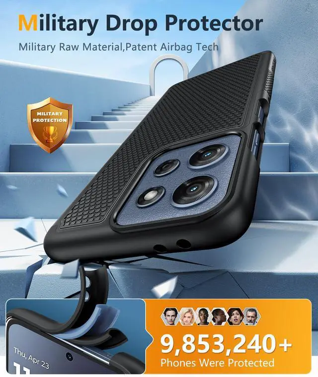 Alt view image 4 of 6 - for Moto G-2026/2025 Phone Case: Moto G Play 2026/Moto G Power 2025 Case with Screen Protector Dual Layer Military Drop Protection Heavy Duty Shockproof Rugged Non Slip Cell Phone Cover, Black