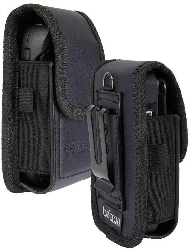 Main image of Universal Flip Phone Case, Leather Vertical Pouch for TCL Flip Pro, Flip 3, Alcatel Go Flip 4, Go Flip V, Cingular Flip 2, Nokia 2720V & More (Belt Loop, Metal Belt Clip & Dual Magnet Closure)