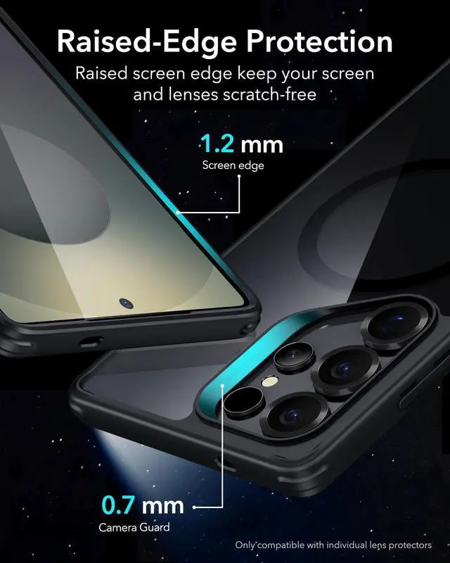 Alt view image 4 of 5 - for Samsung Galaxy S25 Ultra Phone Case,Compatible with MagSafe,Magnetic Case for S25 Ultra,Military-Grade Protection, Yellowing Resistant, Classic Series, Clear Black