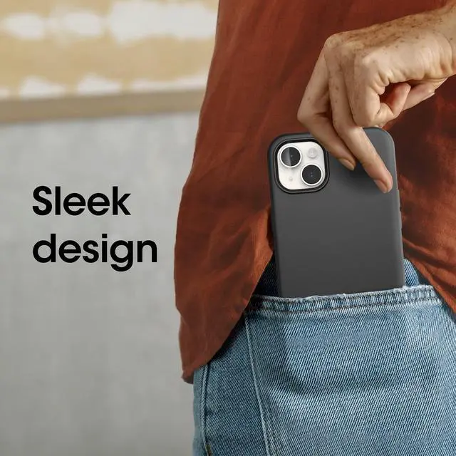 Alt view image 4 of 5 - iPhone 14 Plus Symmetry Series+ Case - BLACK , ultra-sleek, snaps to MagSafe, raised edges protect camera & screen