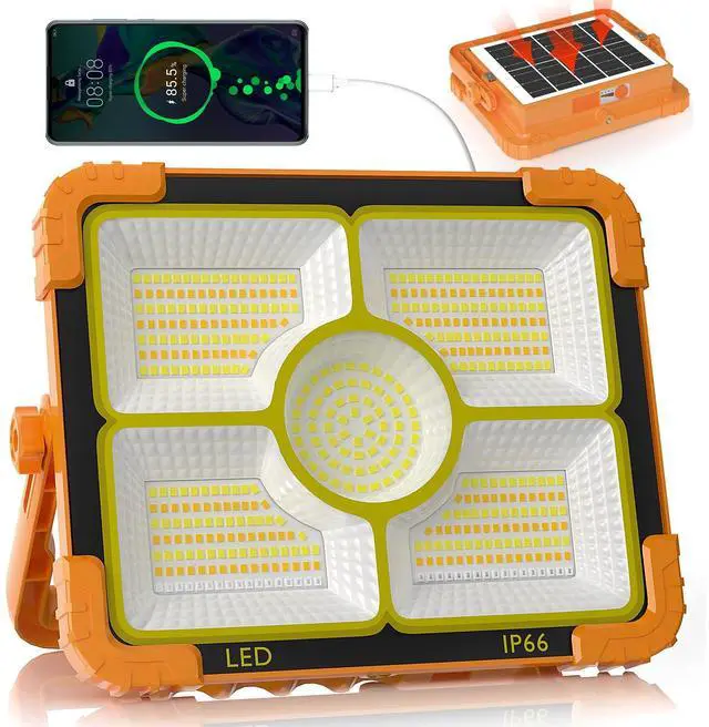 Main image of 100W LED Solar Work Light, 466 LED 10000LM Magnetic Worklight with 5 Modes, 12000mAh Battary Rechargeable, IP66 Waterproof Portable Solar Outdoor Working Light for Emergency, Repair, Camping