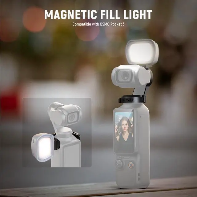 Alt view image 2 of 7 - Basics Magnetic Auxiliary Light Compatible with DJI OSMO Pocket 3 Gimbal Cam Creator Combo, 1.3W USB C Rechargeable Plastic Mini LED Fill Light Attachment for Selfie Vlog Video Recording, M21
