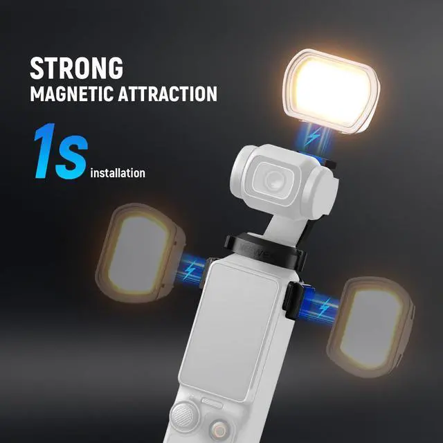 Alt view image 5 of 7 - Basics Magnetic Auxiliary Light Compatible with DJI OSMO Pocket 3 Gimbal Cam Creator Combo, 1.3W USB C Rechargeable Plastic Mini LED Fill Light Attachment for Selfie Vlog Video Recording, M21
