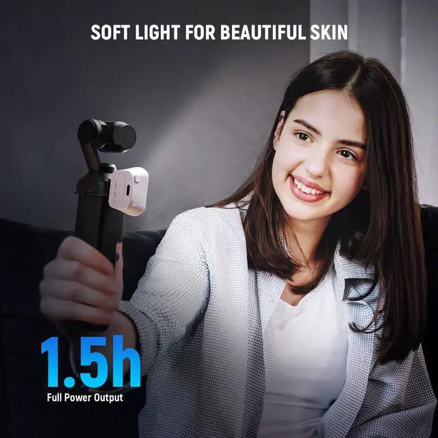 Alt view image 6 of 7 - Basics Magnetic Auxiliary Light Compatible with DJI OSMO Pocket 3 Gimbal Cam Creator Combo, 1.3W USB C Rechargeable Plastic Mini LED Fill Light Attachment for Selfie Vlog Video Recording, M21