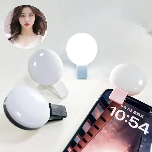 Alt view image 5 of 6 - on LED Selfie Ring Light, Small Pocket-Size, 3 Brightness Levels, Rechargeable, Phone Camera Light, (White)
