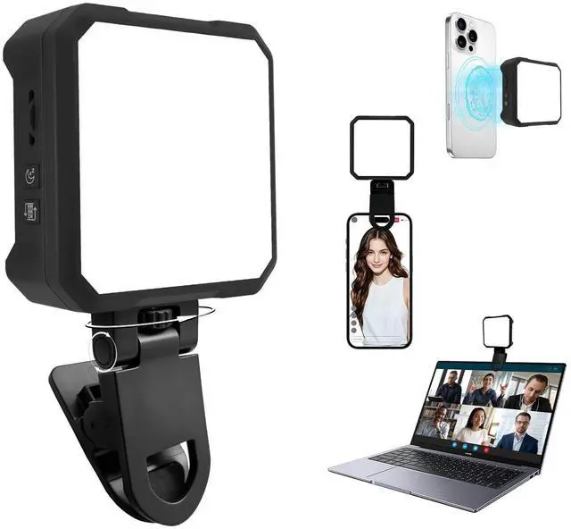 Main image of Magnetic Selfie Light for Phone, 2000mAh Portable Video Conference Lighting with Clip, CRI 98+ 2500K-9000K Rechargeable LED Video Light with Flip-Up Gimbal for Makeup, Photography & Recording