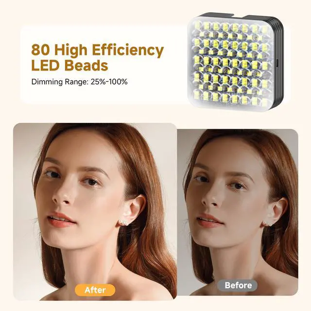 Alt view image 3 of 7 - 80 LED Selfie Light with 3 Modes, Portable Phone Light with Clip & 1/4 in Screw Hole, Rechargeable Clip Fill Video Conference Selfie Panel Lights for Phone/Camera/iPad/Laptop/TikTok