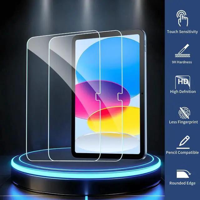 Alt view image 2 of 7 - 2 Pack Screen Protector for iPad 11th A16 2025 & 10th Generation 10.9 Inch 2022, HD Clear 9H Hardness Tempered Glass Film Compatible with iPad 11/10 Gen, Scratch Resistent, Touch Sensitive