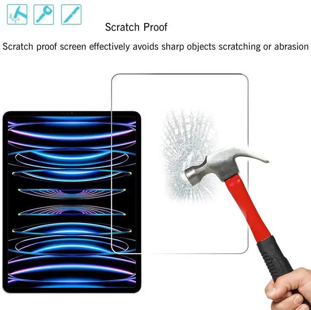 Alt view image 6 of 6 - Screen Protector for iPad Pro 11 inch 2022/2021/2020 (4th/3rd/2nd Generation) 3 Pack + 2 Pack Camera Lens Protector,Tempered Glass,Face ID & Apple Pencil & Case Compatible