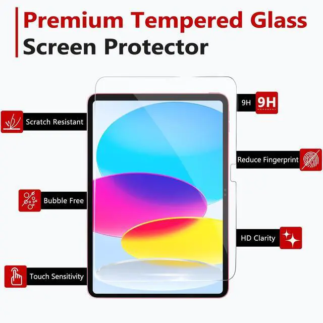 Alt view image 4 of 6 - Screen Protector Compatible with iPad A16 11th/10th Generation (11/10.9 Inch, 2025/2022), Tempered Glass, Ultra Clear, Anti-Scratch, Case Friendly, EZ Kit, 1 Pack