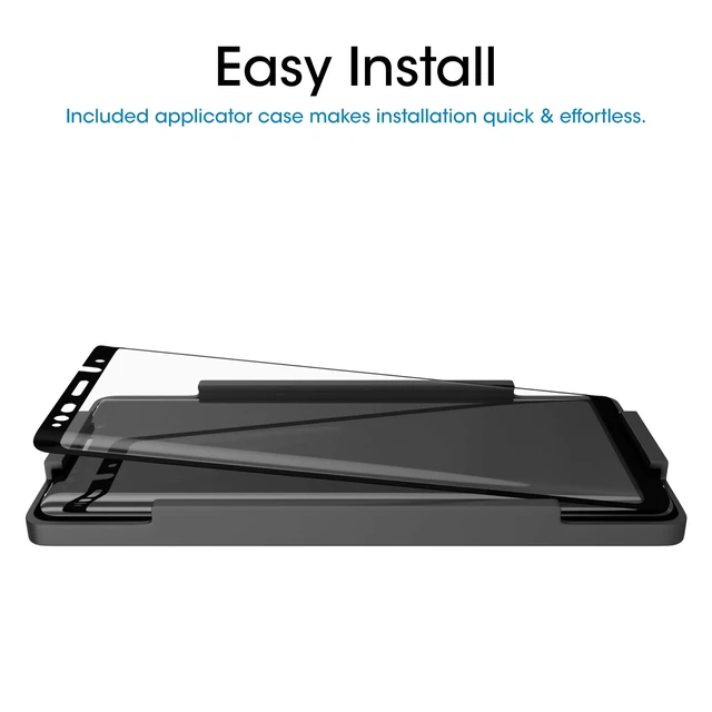 Alt view image 3 of 6 - Screen Protector for Samsung Galaxy Note 9, Full Screen Coverage Screen Protector, 3D Curved Tempered Glass, Dot Matrix with Easy Installation Tray (Black), 2 Pack